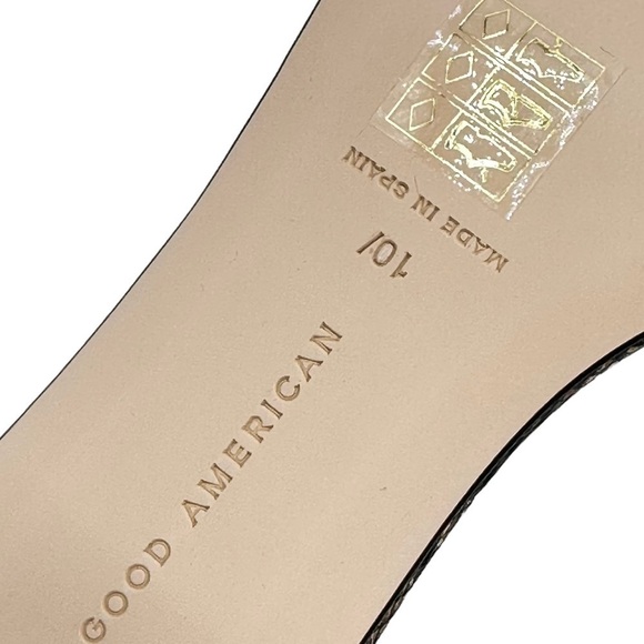 NEW GOOD AMERICAN Block Heel Slide Sandals Desert Snake Clear Upper Size 10 - Picture 9 of 9